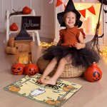 Personalized Hanging With My Boos Cute Ghost Pumpkin Doormat with 1-6 Names Home Decoration Halloween Gift for Family Friends