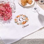 Personalized Pumpkin Wreath Initial Super Absorbent Soft Waffle Tea Towel with Text Halloween Thanksgiving Gift for Cooking Enthusiast Family