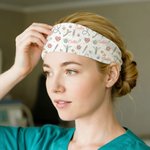 Gepersonaliseerde Schattige Bloemen Medische Elementen Zweetbestendige Hoofdband met Naam Verpleegkundige Week Waardering Gift voor Medisch Personeel