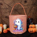 Personalized Cute Pumpkin Magic Hat Ghost Checkered Candy Bucket with Name Halloween Party Gift for Children