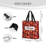 Personalized Folk Art Flower Large Tote Bag with Name Travel Daily Use Birthday Anniversary Gift for Women Friends