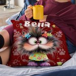 Personalized Cute Whimsical Cat Dog Soft Throw Pillow Cover with Name Home Decor Birthday Gift for Friends Family Pet lovers