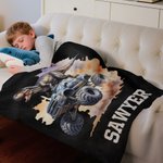 Henkilökohtainen Dinosaurus Off-Road Ajoneuvo Pehmeä heittää huopa nimi Home Decor joulu syntymäpäivälahja lapsille