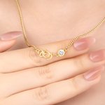 Personalized Tiny Interlocking Letter Pendant Necklace with Birthstone Anniversary Birthday Gift for Women