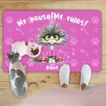 Personalisierte niedliche Katze Hund wischen Sie Ihre Pfoten Fußmatte mit Namen und Text Home Decor Geburtstag Housewarming Geschenk für Tierliebhaber