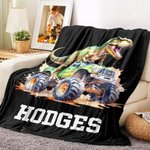 Henkilökohtainen Dinosaurus Off-Road Ajoneuvo Pehmeä heittää huopa nimi Home Decor joulu syntymäpäivälahja lapsille