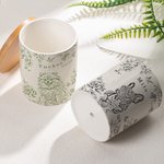 Personalised Toile De Jouy Flower Pet Photo Ceramic Planter Pot with Name Drainage Hole and Bamboo Base Loss of Pet Memorial Gift for Pet Owner