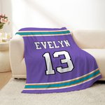 Personalized Sport Striped Soft Blanket with Name and Number Game Day Birthday Anniversary Gift for Sport Enthusiasts