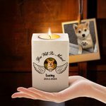 Personalizado Paw Angel Wings Pet Foto Portavelas de madera con el título Nombre y Año Pérdida de la mascota Simpatía Memorial Gift for Pet Owner