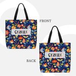 Personalized Folk Art Flower Large Tote Bag with Name Travel Daily Use Birthday Anniversary Gift for Women Friends