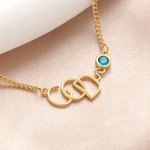 Personalized Tiny Interlocking Letter Pendant Necklace with Birthstone Anniversary Birthday Gift for Women