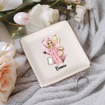Personalized Cartoon Pajama Girl Ceramic Trinket Jewelry Dish with Name Friendship Pajama Party Birthday Gift for Sisters Friends