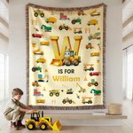 Personalized Dinosaur Fantasy Unicorn Excavator Soft Tassel Blanket with Name Birthday Anniversary Gift for Family Friends