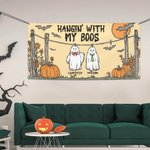 Personalized Cute Bat Pumpkin Ghost Banner with 1-6 Names Halloween Party Gift for Family Friends
