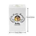 Personalizado Paw Angel Wings Pet Foto Portavelas de madera con el título Nombre y Año Pérdida de la mascota Simpatía Memorial Gift for Pet Owner