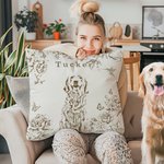 Personalized Floral Pet Photo Soft Throw Pillow Cover with Name and Date Home Decor Christmas Birthday Gift for Pet Lovers