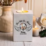Personalizado Paw Angel Wings Pet Foto Portavelas de madera con el título Nombre y Año Pérdida de la mascota Simpatía Memorial Gift for Pet Owner