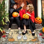 Personalized Hanging With My Boos Cute Ghost Pumpkin Doormat with 1-6 Names Home Decoration Halloween Gift for Family Friends