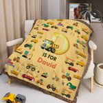 Personalized Dinosaur Fantasy Unicorn Excavator Soft Tassel Blanket with Name Birthday Anniversary Gift for Family Friends