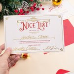 Personalised 2025 Gold Foil Stamped Santa Claus Letter Santa's Nice List Certificate with Envelope Christmas Gift for Boys Girls