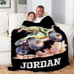 Henkilökohtainen Dinosaurus Off-Road Ajoneuvo Pehmeä heittää huopa nimi Home Decor joulu syntymäpäivälahja lapsille