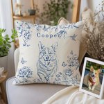 Personalized Floral Pet Photo Soft Throw Pillow Cover with Name and Date Home Decor Christmas Birthday Gift for Pet Lovers