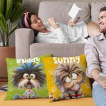 Personalized Cute Whimsical Cat Dog Soft Throw Pillow Cover with Name Home Decor Birthday Gift for Friends Family Pet lovers