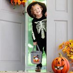 Personalized Cute Pumpkin Magic Hat Ghost Checkered Candy Bucket with Name Halloween Party Gift for Children