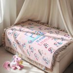 Personalized Dinosaur Fantasy Unicorn Excavator Soft Tassel Blanket with Name Birthday Anniversary Gift for Family Friends