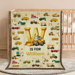 Personalized Dinosaur Fantasy Unicorn Excavator Soft Tassel Blanket with Name Birthday Anniversary Gift for Family Friends