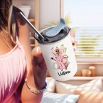 Personalisierte Cartoon Pyjama Mädchen Name 10 oz Lowball isoliert Becher mit Flip-Deckel und Stroh Jahrestag Geburtstag Geschenk für Frauen