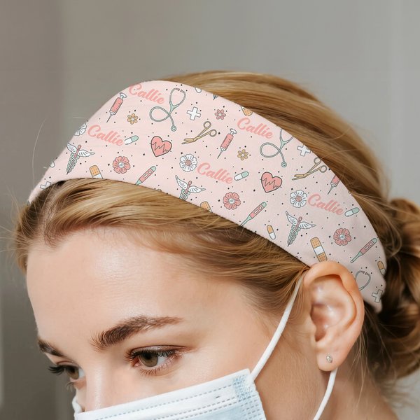 Henkilökohtainen Söpö Floral Medical Element hiki-Proof Headband nimi Sairaanhoitaja viikko arvostus lahja Medical Staffille