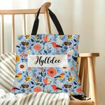 Personalized Folk Art Flower Large Tote Bag with Name Travel Daily Use Birthday Anniversary Gift for Women Friends