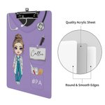 Personalized Cartoon Medical Character Multicolor Acrylic Clipboard with Low Profile Clip Nurse Week Appreciation Gift for Medical Staff