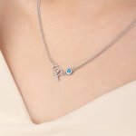 Personalized Tiny Interlocking Letter Pendant Necklace with Birthstone Anniversary Birthday Gift for Women