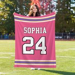 Personalized Sport Striped Soft Blanket with Name and Number Game Day Birthday Anniversary Gift for Sport Enthusiasts