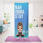 Personlig kvinnlig tecknad karaktär Superabsorberande yogahandduk med namn och text Sporttillbehör Present till kvinnor som älskar yoga