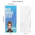 Personlig kvinnlig tecknad karaktär Superabsorberande yogahandduk med namn och text Sporttillbehör Present till kvinnor som älskar yoga