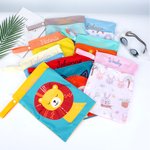 Personalized Cute Cartoon Animal Waterproof Zip Pouch Storage Bag with Embroidered Name Beach Party Birthday Gift for Kids