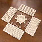 Personalized Wooden Mexican Train Domino Hub and Holder Set with Engraved Text Family Game Night Birthday Gift for Family Friend