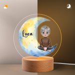 Veilleuse LED personnalisée avec nom et socle en bois Décoration de chambre Anniversaire Cadeau de pendaison de crémaillère pour la famille