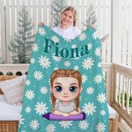 Personalized Daisy Cute Cartoon Character Soft Throw Blanket with Name Birthday Christmas Gift for Boys Girls