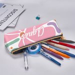 Personlig dansk blommig pennfodral med namn bärbar skolmaterial perfekt som skolstartsgåva för barn och elever