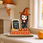 Personalized Chalkboard Witch Hat Pumpkin Witch Ornament with 1-8 Names and Title Home Decor Halloween Gift for Mom Grandma