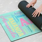 Personalized Word Cloud Name Anti-Slip Yoga Mat with Name Fitness Sports Accessories Birthday Team Gift for Yoga Lovers Women