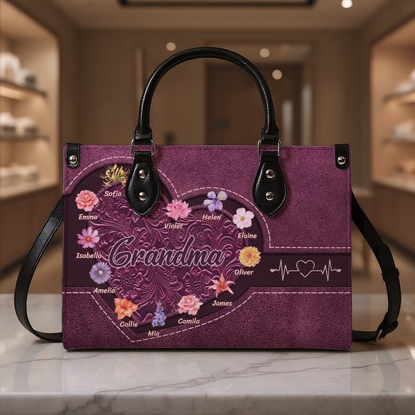 Personalizada Vintage Nacimiento Flor Grande Bolsa Tote con 1-12 Nombres y Correa de Hombro Cumpleaños Aniversario Navidad Regalo para Mujeres