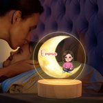 Veilleuse LED personnalisée avec nom et socle en bois Décoration de chambre Anniversaire Cadeau de pendaison de crémaillère pour la famille