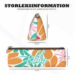 Personlig dansk blommig pennfodral med namn bärbar skolmaterial perfekt som skolstartsgåva för barn och elever