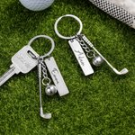 Gepersonaliseerde Golfbal Clubs Sleutelhanger Taslabel met Gegraveerde Naam Verjaardag Jubileum of Clubcadeau voor Golfliefhebbers