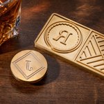 Personalisierte eingravierte Monogramm Whiskey Eiswürfelform Schale mit Stempel und Zange Bar Zubehör Party Geburtstag Jubiläum Geschenk für Barkeeper Männer